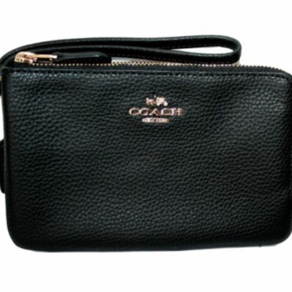 Coach Bags Coach Double Zip Wristlet Black Leather Poshmark